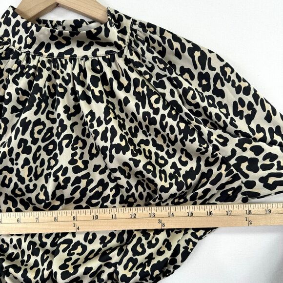 Loft Dress Womens 4 Gold Black‎ Leopard Metallic Midi Silky Belted Modest NWT - Picture 15 of 16